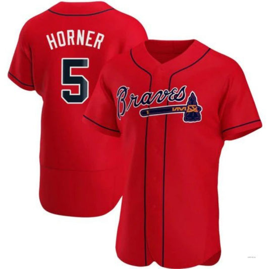 Atlanta Braves #5 Bob Horner Player Red Alternate Jersey Stitches Baseball Jerseys