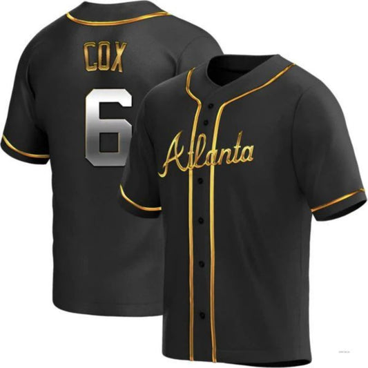 Atlanta Braves #6 Bobby Cox Player Black Golden Alternate Stitches Baseball Jerseys