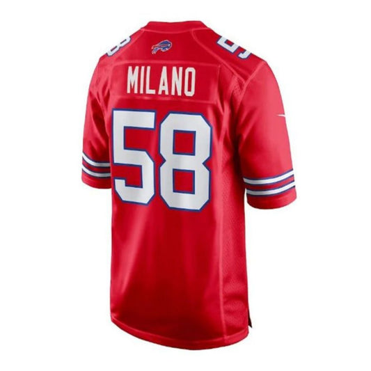 B.Bills #58 Matt Milano Alternate Game Player Jersey - Red American Stitched Football Jerseys
