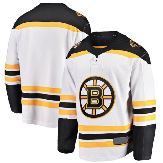 Custom B.Bruins Fanatics Branded Breakaway Away Jersey White Stitched American Hockey Jerseys