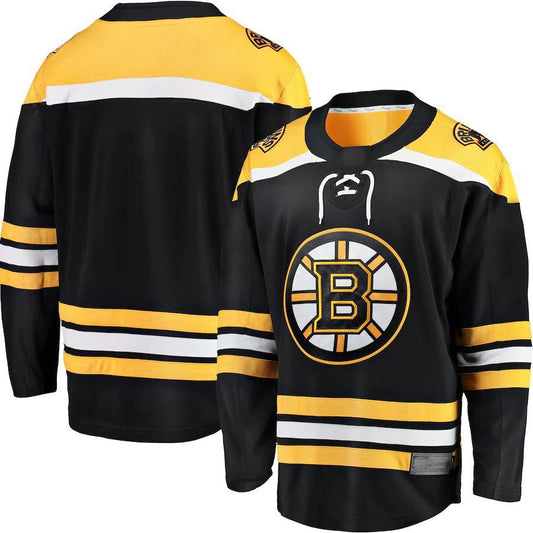 Custom B.Bruins Fanatics Branded Breakaway Home Jersey Black Stitched American Hockey Jerseys