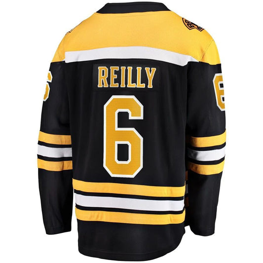 B.Bruins #6 Mike Reilly Fanatics Branded Home Breakaway Replica Jersey Black Stitched American Hockey Jerseys