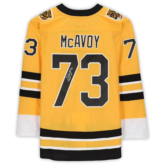 B.Bruins #73 Charlie McAvoy Fanatics Player Reverse Retro Authentic Jersey Stitched American Hockey Jerseys