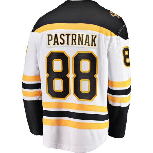 B.Bruins #88 David Pastrnak Fanatics Branded Away Premier Breakaway Player Jersey White Black Stitched American Hockey Jerseys