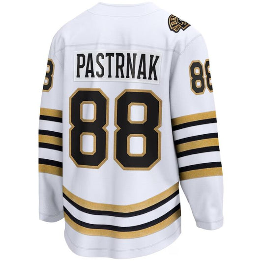 B.Bruins #88 David Pastrnak Fanatics Branded White 100th Anniversary Premier Breakaway Player Jersey