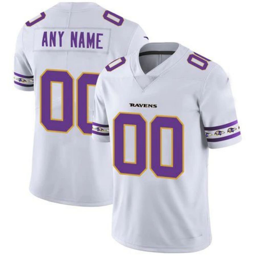 B.Ravens Custom White Team Logo Vapor Limited Jersey Stitched Football Jerseys