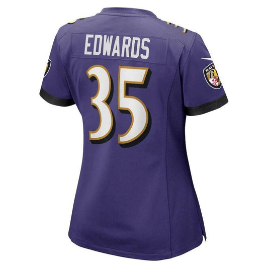 B.Ravens #35 Gus Edwards Purple Game Player Jersey Stitched American Football Jerseys