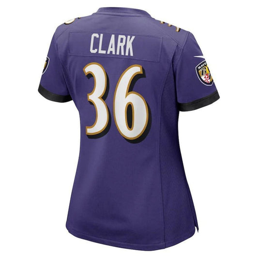 B.Ravens #36 Chuck Clark Purple Player Game Jersey Stitched American Football Jerseys