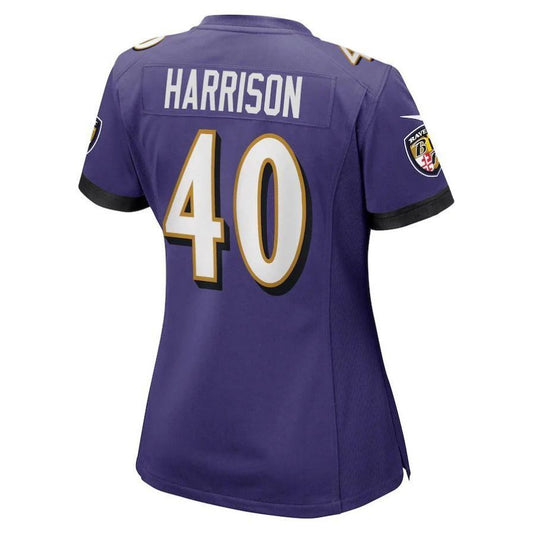 B.Ravens #40 Malik Harrison Purple Player Game Jersey Stitched American Football Jerseys