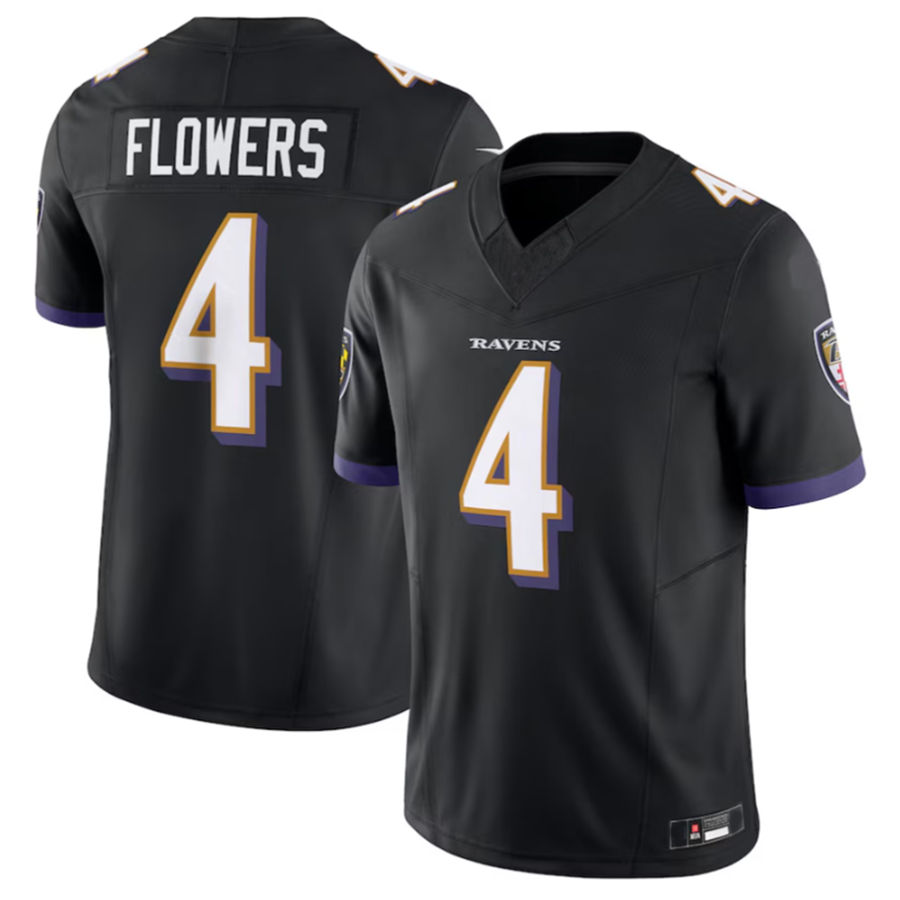 B.Ravens #4 Zay Flowers Black Alternate Vapor F.U.S.E. Limited Jersey American Stitched Football Jerseys