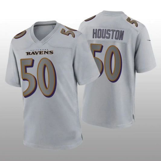 B.Ravens #50 Justin Houston Gray Atmosphere Game Player Jersey Stitched American Football Jerseys