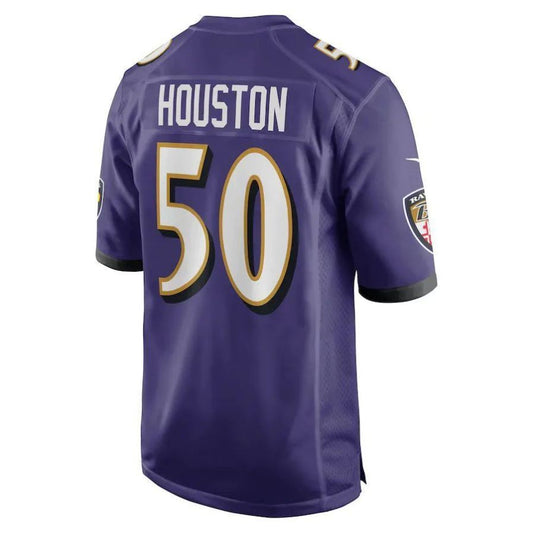 B.Ravens #50 Justin Houston Purple Game Player Jersey Stitched American Football Jerseys