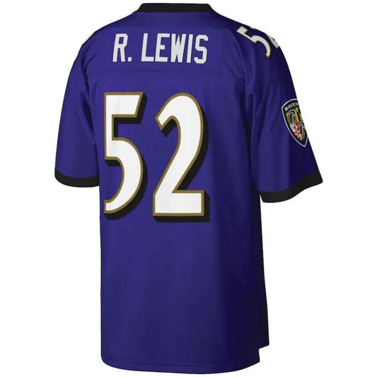 B.Ravens #52 Ray Lewis Mitchell & Ness Purple Legacy Replica Player Jersey Stitched American Football Jerseys