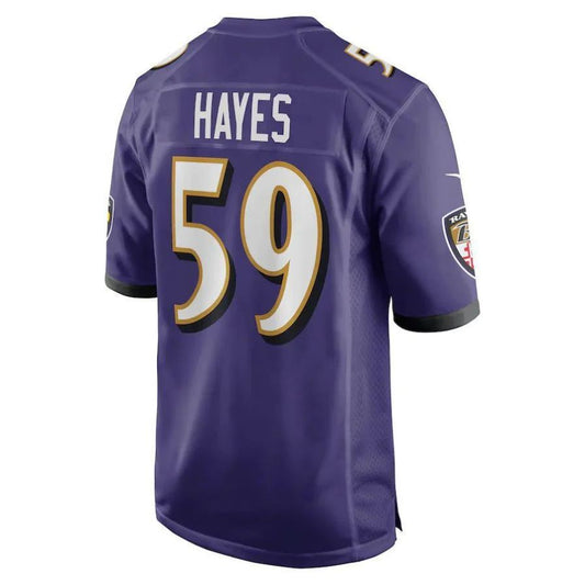 B.Ravens #59 Daelin Hayes Purple Game Player Jersey Stitched American Football Jerseys