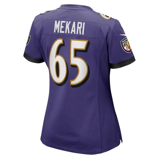 B.Ravens #65 Patrick Mekari Purple Game Player Jersey Stitched American Football Jerseys