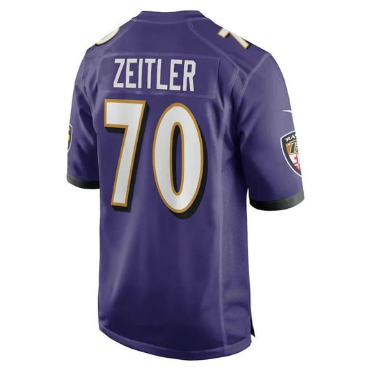 B.Ravens #70 Kevin Zeitler Purple Game Player Jersey Stitched American Football Jerseys