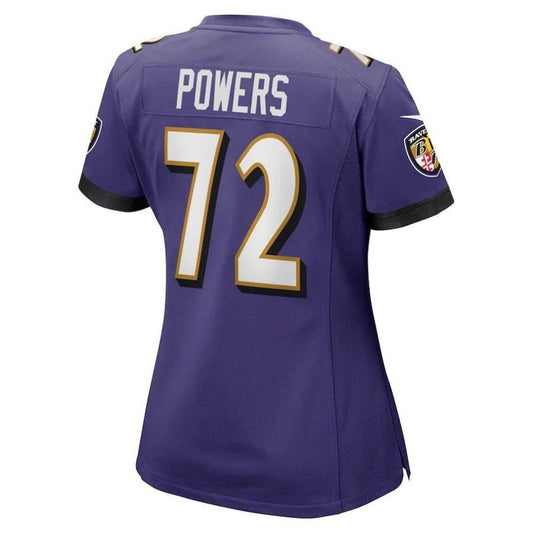 B.Ravens #72 Ben Powers Purple Game Player Jersey Stitched American Football Jerseys