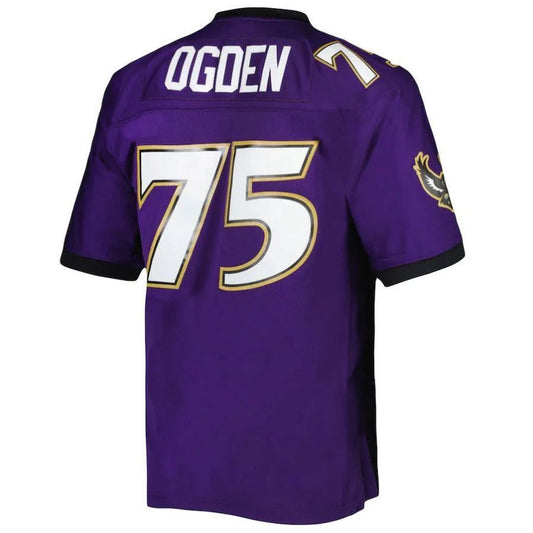 B.Ravens #75 Jonathan Ogden Mitchell & Ness Purple 1996 Legacy Replica Player Jersey Stitched American Football Jerseys