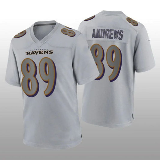 B.Ravens #89 Mark Andrews Gray Atmosphere Game Player Jersey Stitched American Football Jerseys