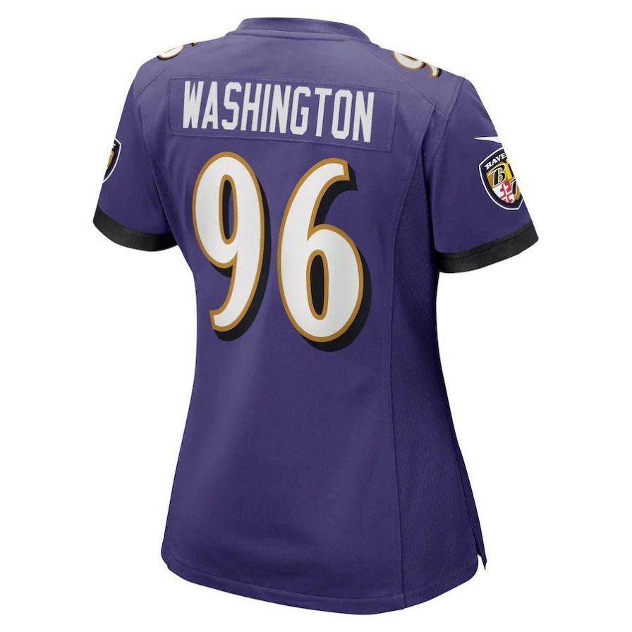 B.Ravens #96 Broderick Washington Purple Game Player Jersey Stitched American Football Jerseys