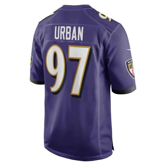 B.Ravens #97 Brent Urban Purple Game Player Jersey Stitched American Football Jerseys