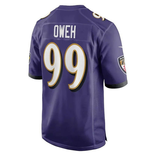 B.Ravens #99 Odafe Oweh Purple Game Player Jersey Stitched American Football Jerseys