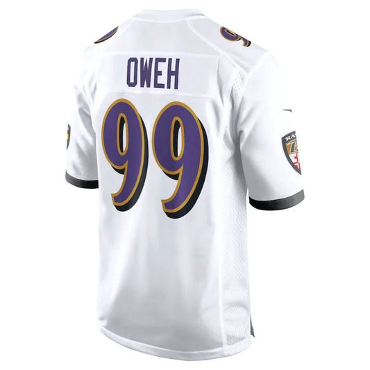 B.Ravens #99 Odafe Oweh White Game Player Jersey Stitched American Football Jerseys