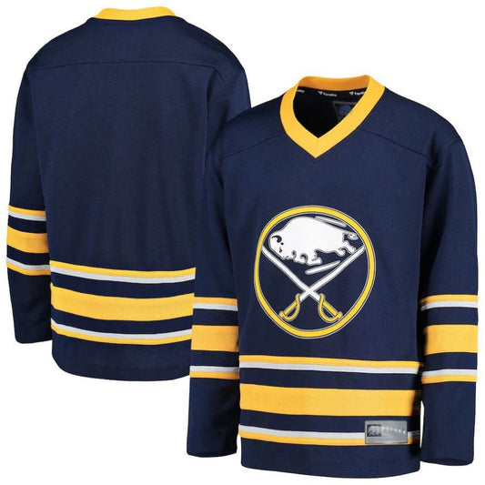Custom B.Sabres Fanatics Branded Home Replica Blank Jersey Navy Stitched American Hockey Jerseys