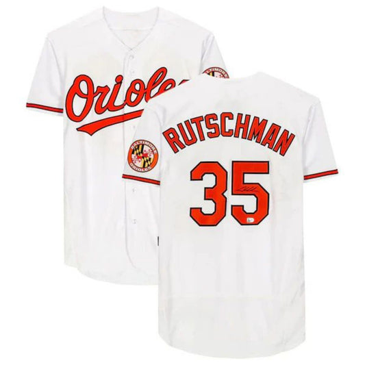 Baltimore Orioles #35 Adley Rutschman Player Fanatics Authentic White Authentic Jersey Baseball Jerseys