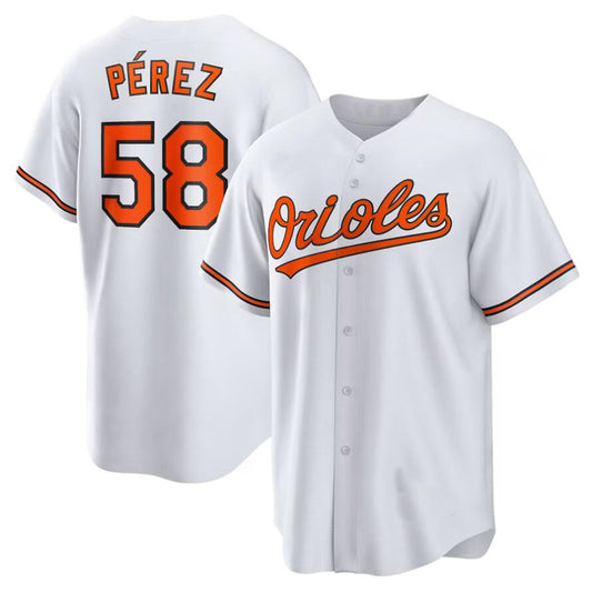 Baltimore Orioles #58 Cionel Pérez White Home Replica Player Baseball Jerseys