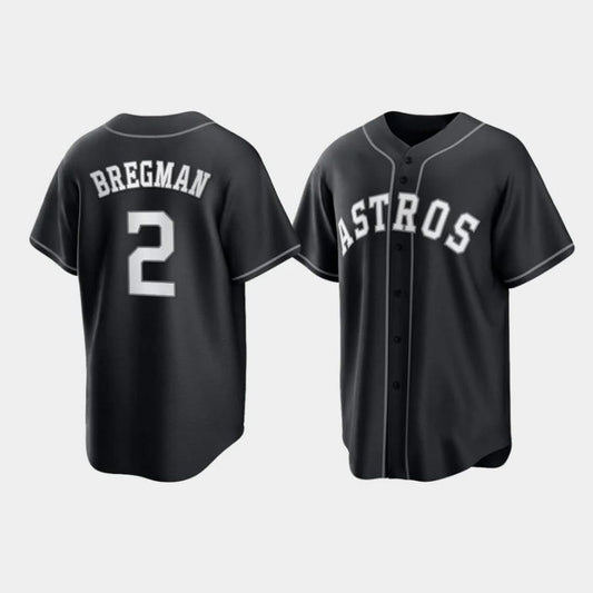 Baseball Houston Astros Alex Bregman 2021 All Black Fashion Player Baseball Jerseys
