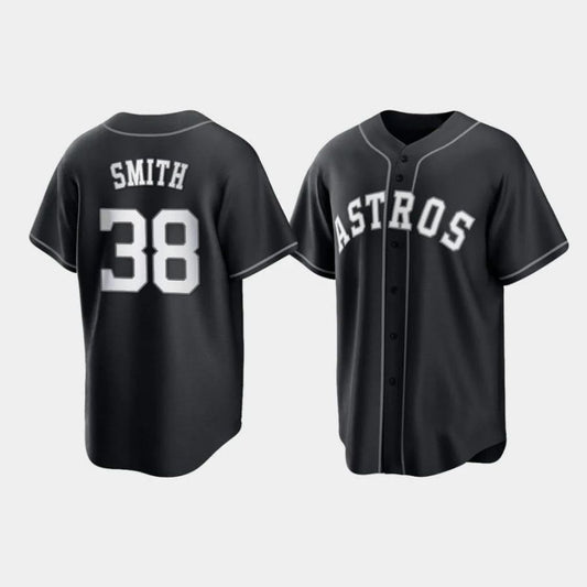 Baseball Houston Astros #38 Joe Smith 2021 All Black Fashion Player Baseball Jersey