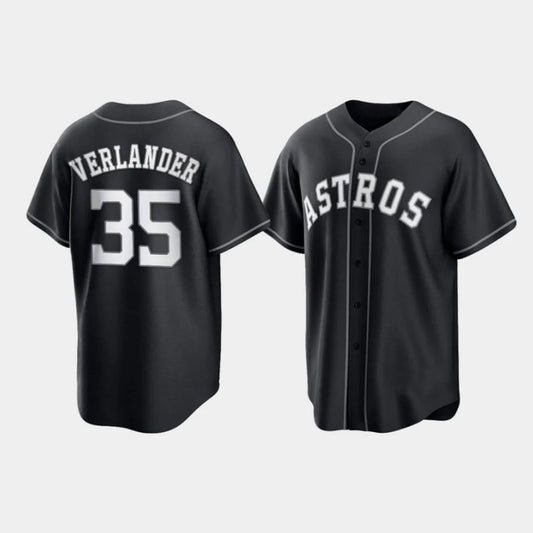 Baseball Houston Astros #35 Justin Verlander 2021 All Black Fashion Player Baseball Jersey