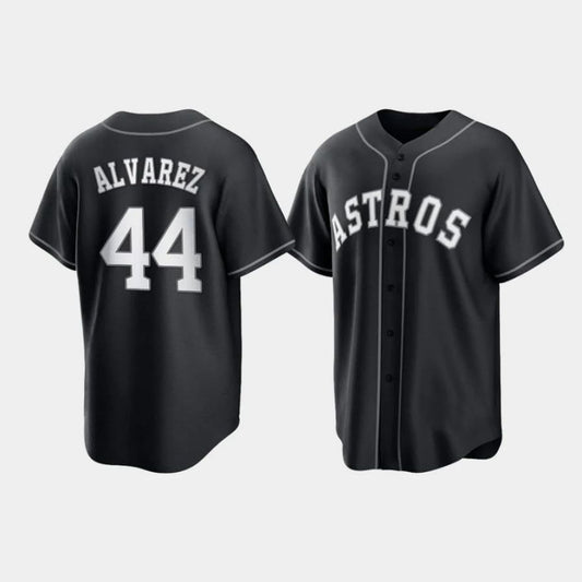 Baseball Houston Astros #44 Yordan Alvarez 2021 All Black Fashion Player Baseball Jersey