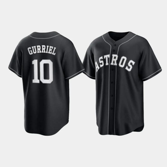 Baseball Houston Astros #10 Yuli Gurriel 2021 All Black Fashion Player Baseball Jersey