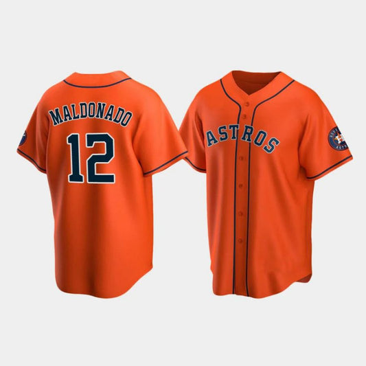 Baseball Houston Astros #12 Martin Maldonado Orange Stitched Player Baseball Jerseys
