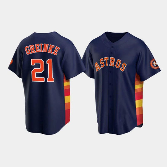 Baseball Houston Astros #21 Zack Greinke Navy Stitched Player Baseball Jerseys