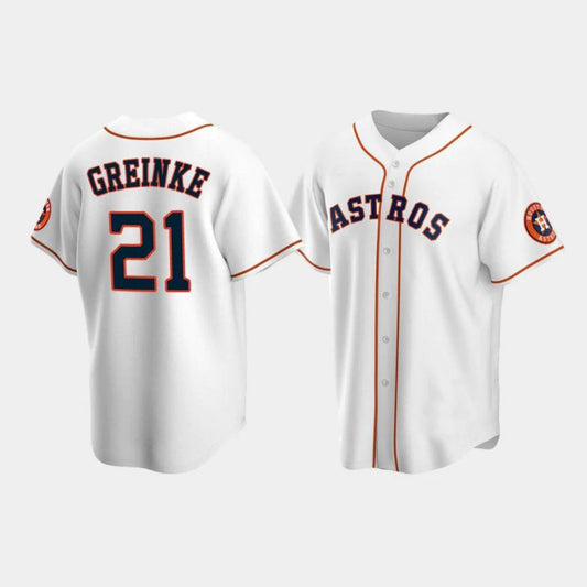 Baseball Houston Astros #21 Zack Greinke White Stitched Player Baseball Jerseys