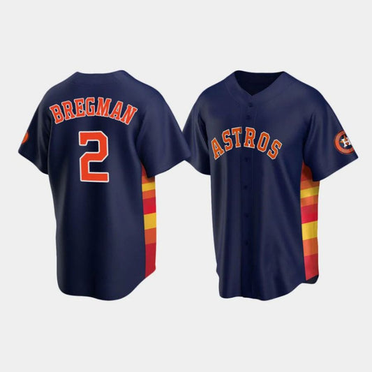 Baseball Houston Astros #2 Alex Bregman Navy Stitched Player Baseball Jerseys