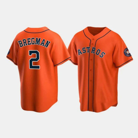 Baseball Houston Astros #2 Alex Bregman Orange Stitched Player Baseball Jerseys