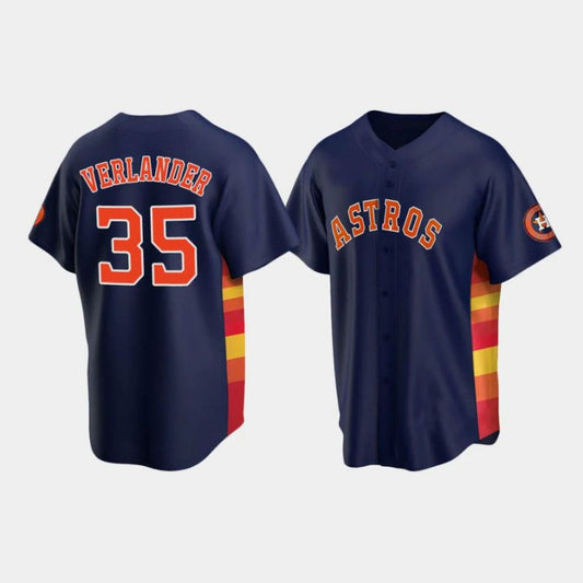 Baseball Houston Astros #35 Justin Verlander Navy Stitched Player Baseball Jerseys