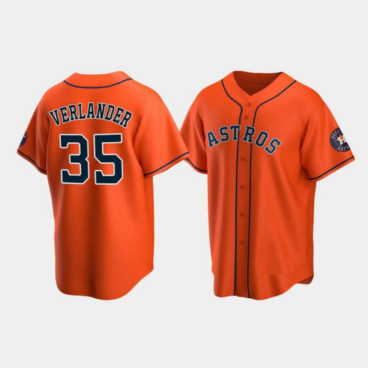 Baseball Houston Astros #35 Justin Verlander Orange Stitched Player Baseball Jerseys