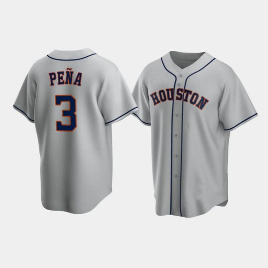 Baseball Houston Astros #3 Jeremy Pena Grey Stitched Player Baseball Jerseys