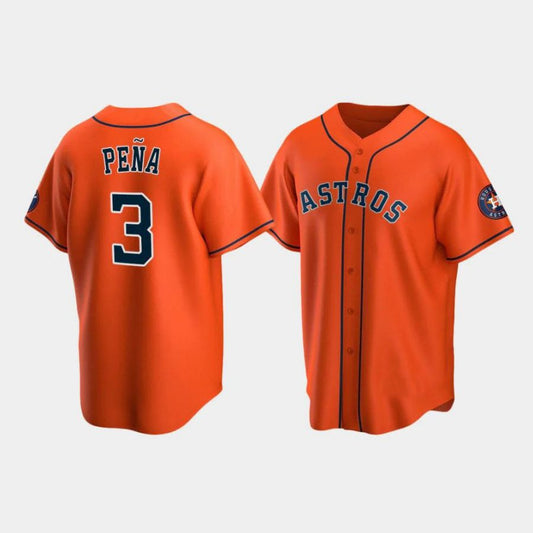 Baseball Houston Astros #3 Jeremy Pena Orange Stitched Player Baseball Jerseys