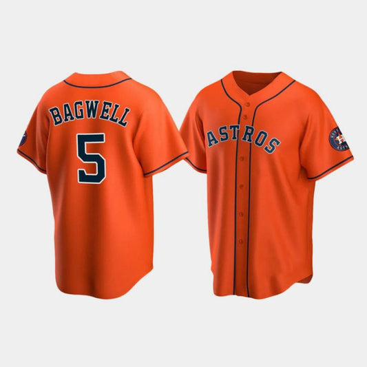 Baseball Houston Astros #5 Jeff Bagwell Orange Stitched Player Jersey