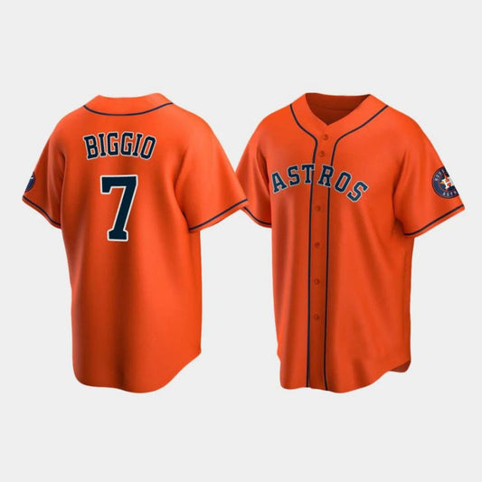 Baseball Houston Astros #7 Craig Biggio Orange Stitched Player Baseball Jerseys