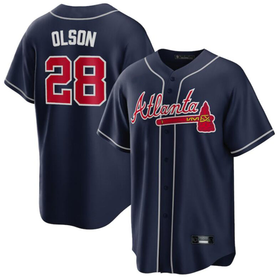 Baseball Jersey Atlanta Braves #28 Matt Olson Navy Alternate Replica Player Jersey