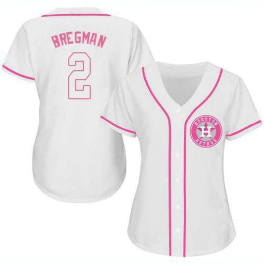 Baseball Jersey Houston Astros Alex Bregman White Pink Fashion Stitched Player Jerseys