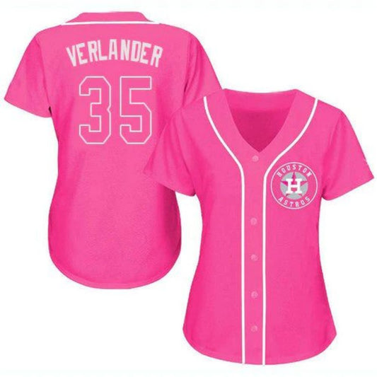 Baseball Jersey Houston Astros #35 Justin Verlander Pink Fashion Stitched Player Jerseys