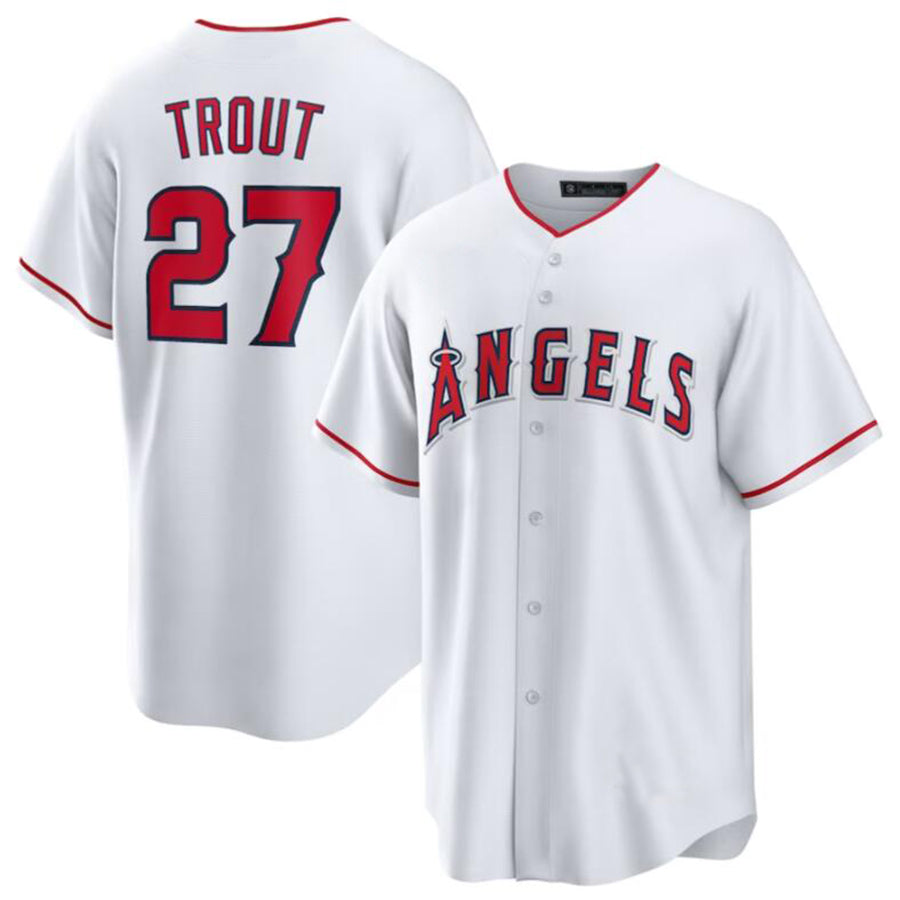 Baseball Jersey Los Angeles Angels #27 Mike Trout White Home Replica Player Name Jersey